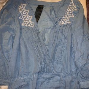 Free People boho blue blouse with detail